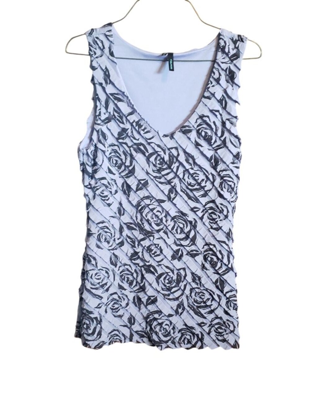 Maurices Sleeveless V-Neck Tank Top Purple With Brown Rose Print Womens Medium